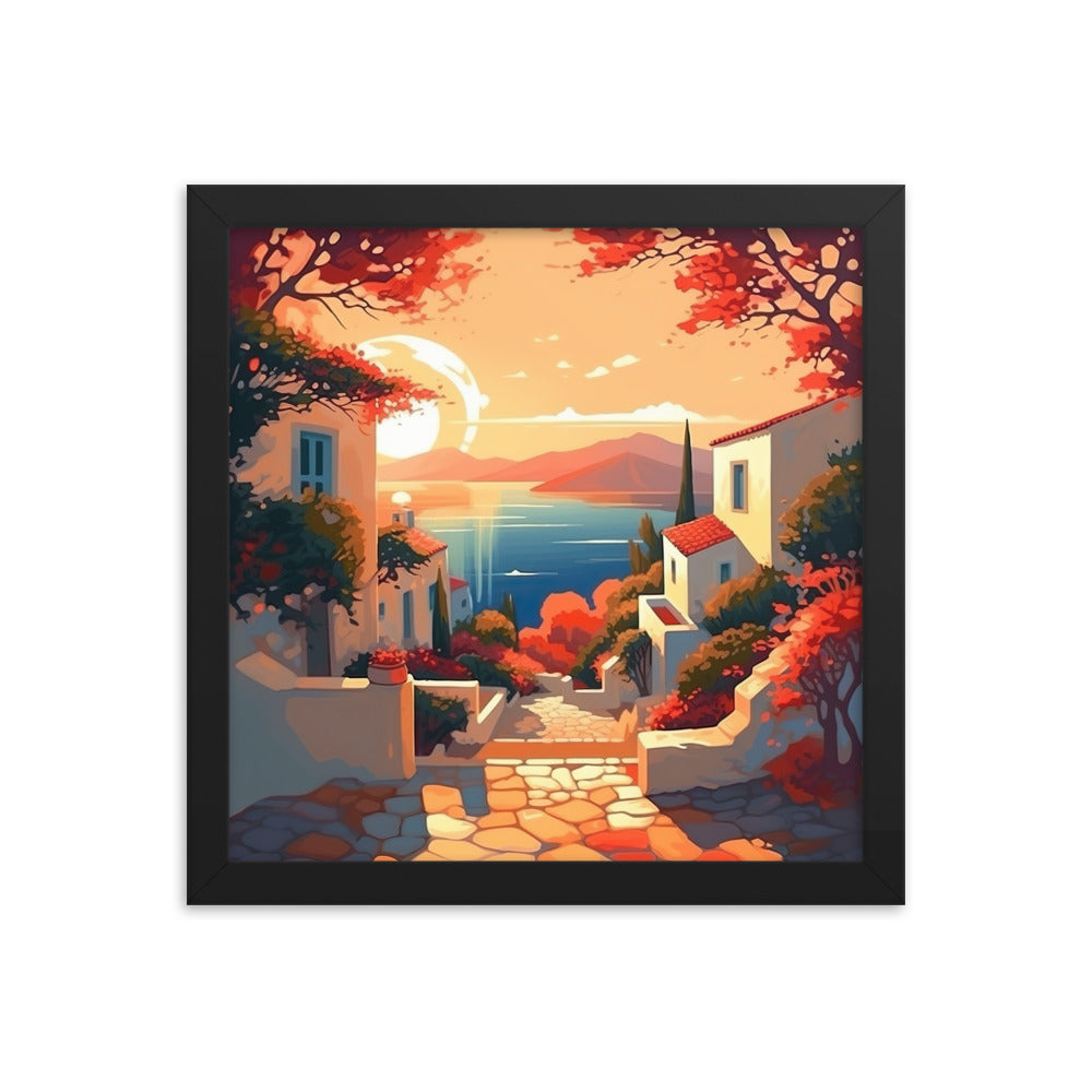 Greek Sunset Framed Poster - Aesthetics Of The Immaculate