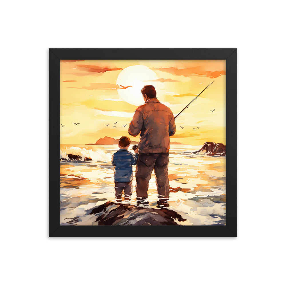 Father And Son Fishing Framed Poster - Aesthetics Of The Immaculate