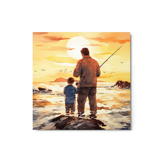 Father And Son Fishing Metal Print - Aesthetics Of The Immaculate